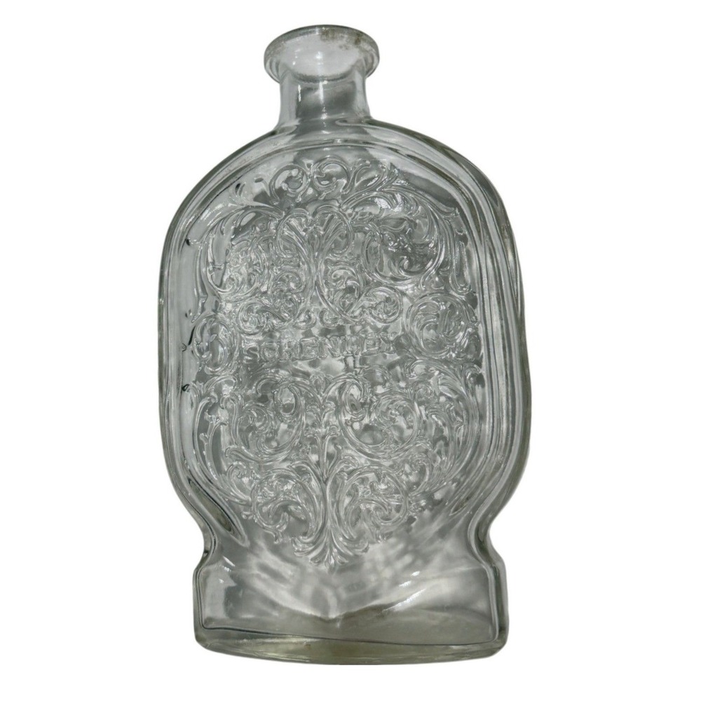 Vintage Schenley Embossed Glass Whiskey Decanter Bottle 1953 Bar Decor